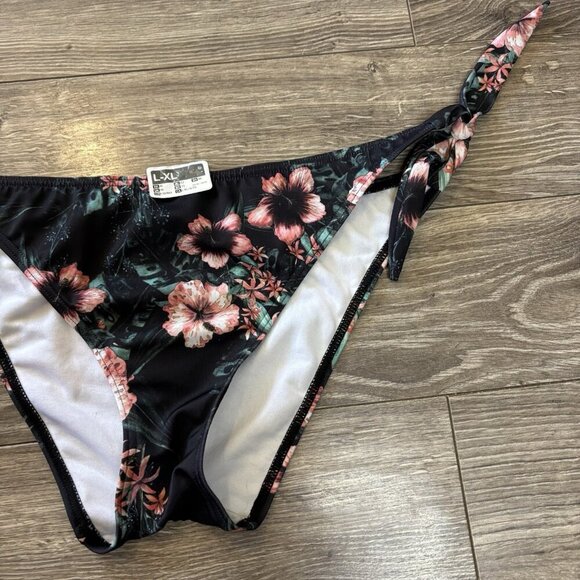 Aqua La Vie En Rose Bikini BOTTOM ONLY Full Lined Tie-Side Floral Print L/XL NEW - Picture 4 of 10